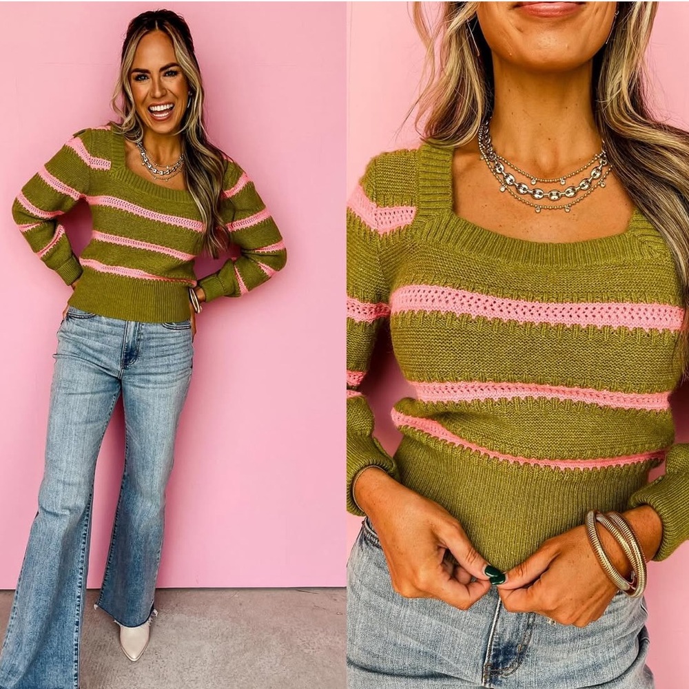 NWT Women’s green and pink sweater